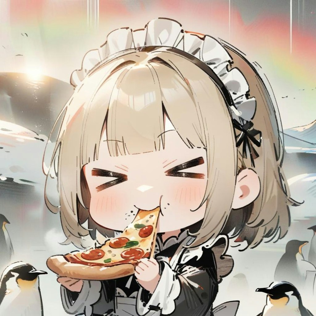 🐧極寒の地でおピッツァを食す系メイドちゃん 〜with ペンギンちゃんs〜🐧