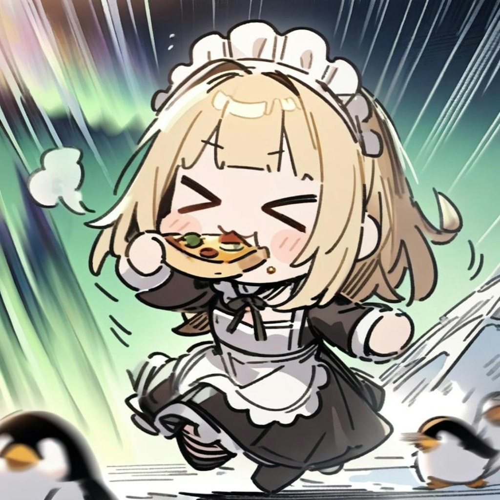 🐧極寒の地でおピッツァを食す系メイドちゃん 〜with ペンギンちゃんs〜🐧