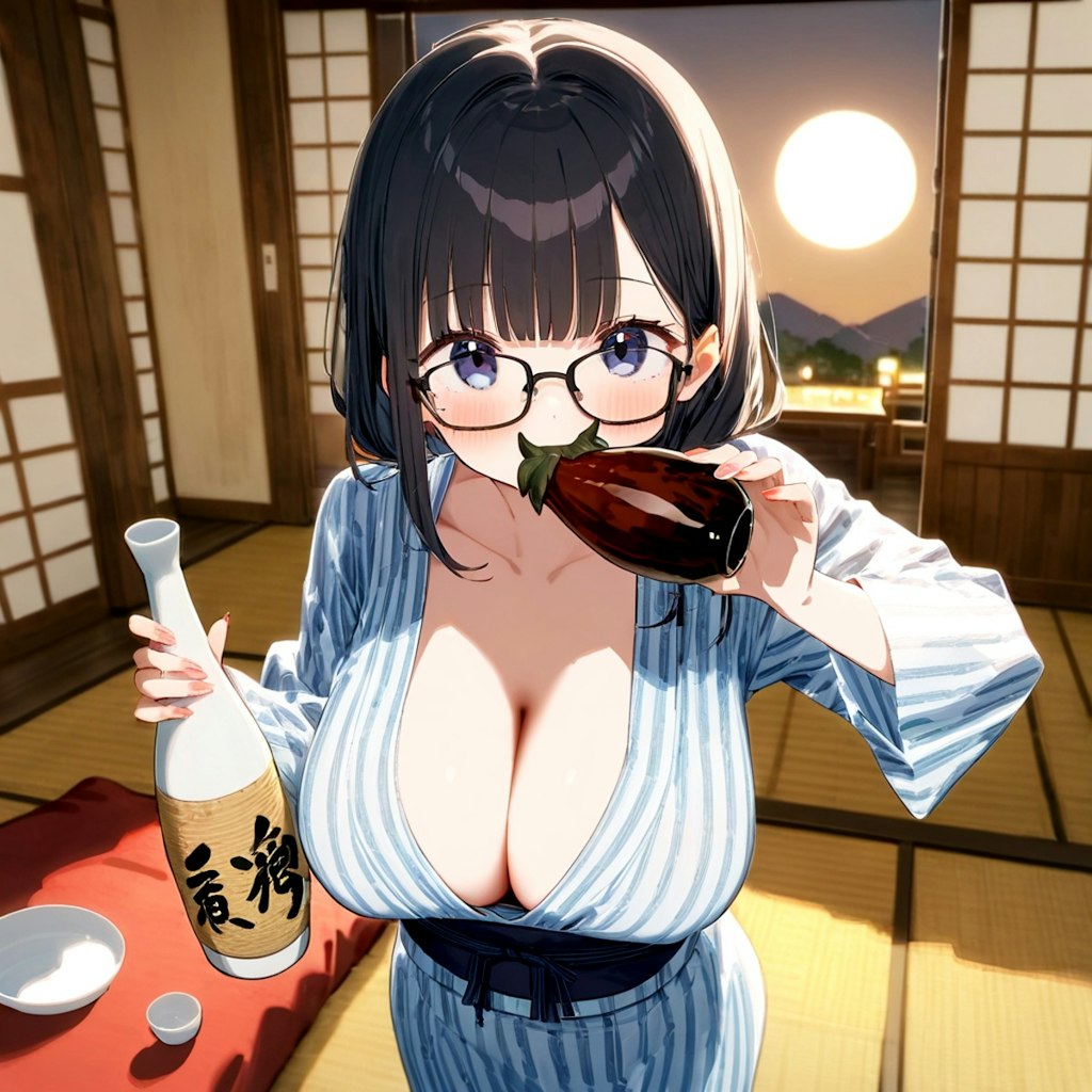 めんどくさいから直飲み！　～月見で胸いっぱい～