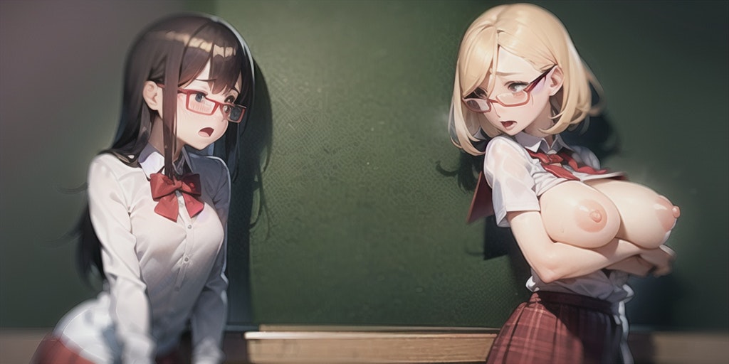 赤フレーム眼鏡娘2Red-framed glasses girl