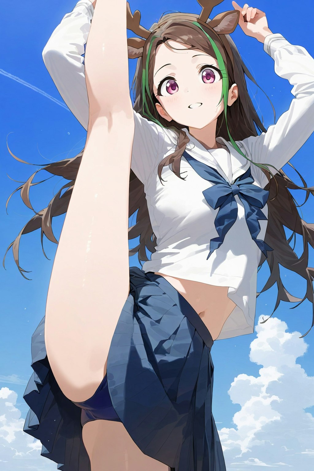 UL生成で鹿角とセーラー服I字バランス