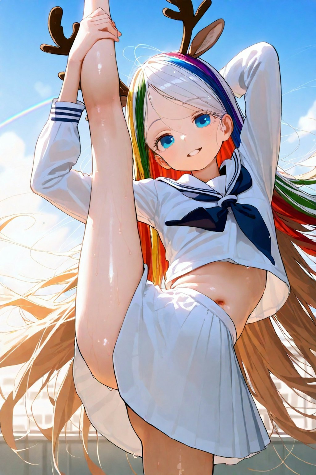 UL生成で鹿角とセーラー服I字バランス