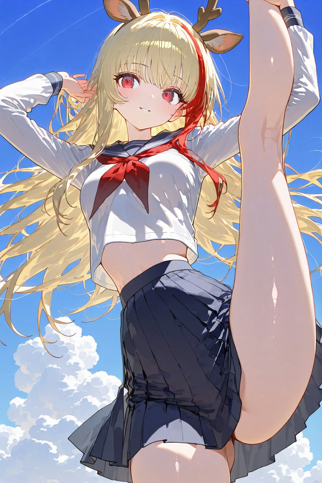 UL生成で鹿角とセーラー服I字バランス