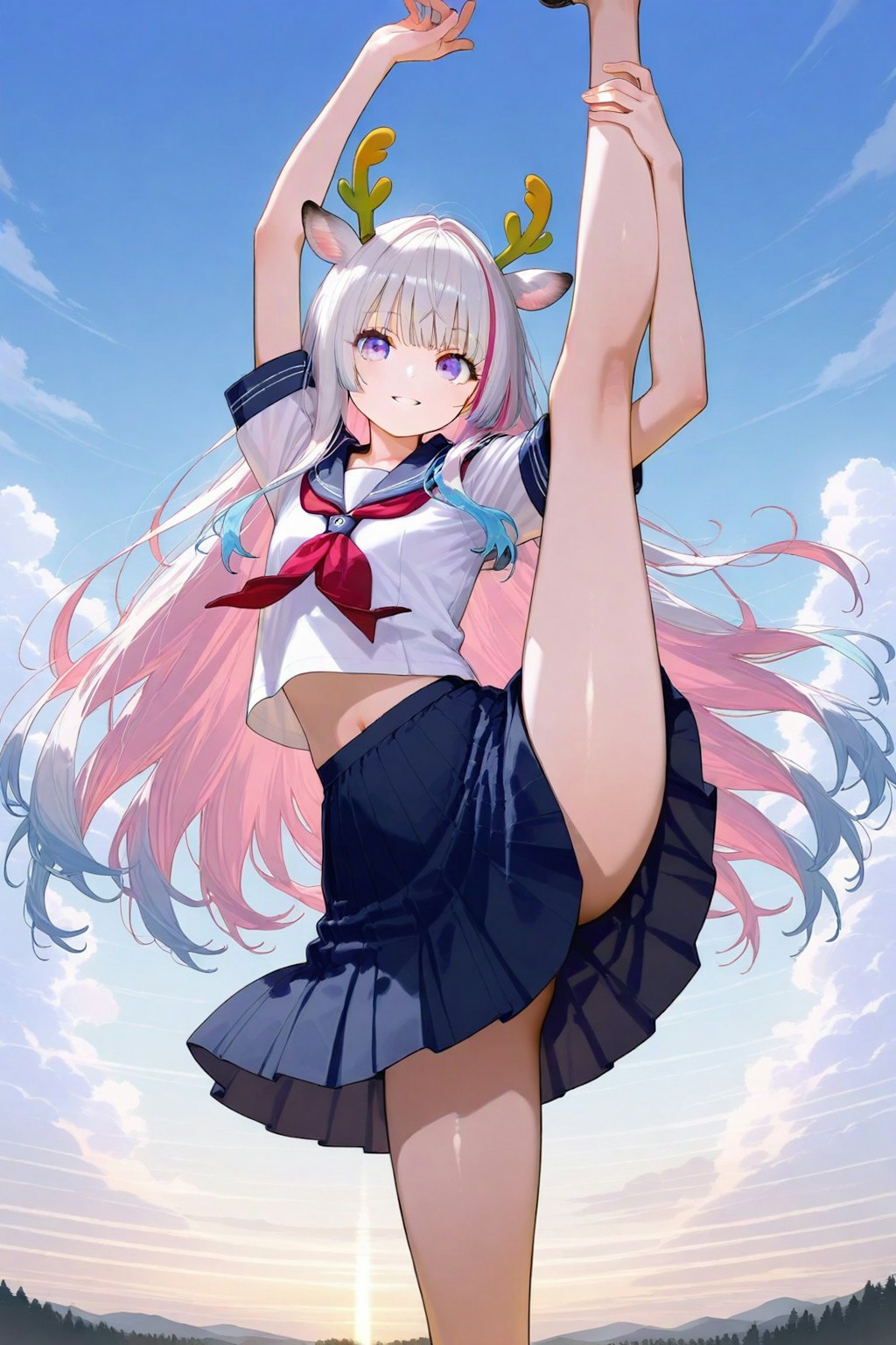 UL生成で鹿角とセーラー服I字バランス