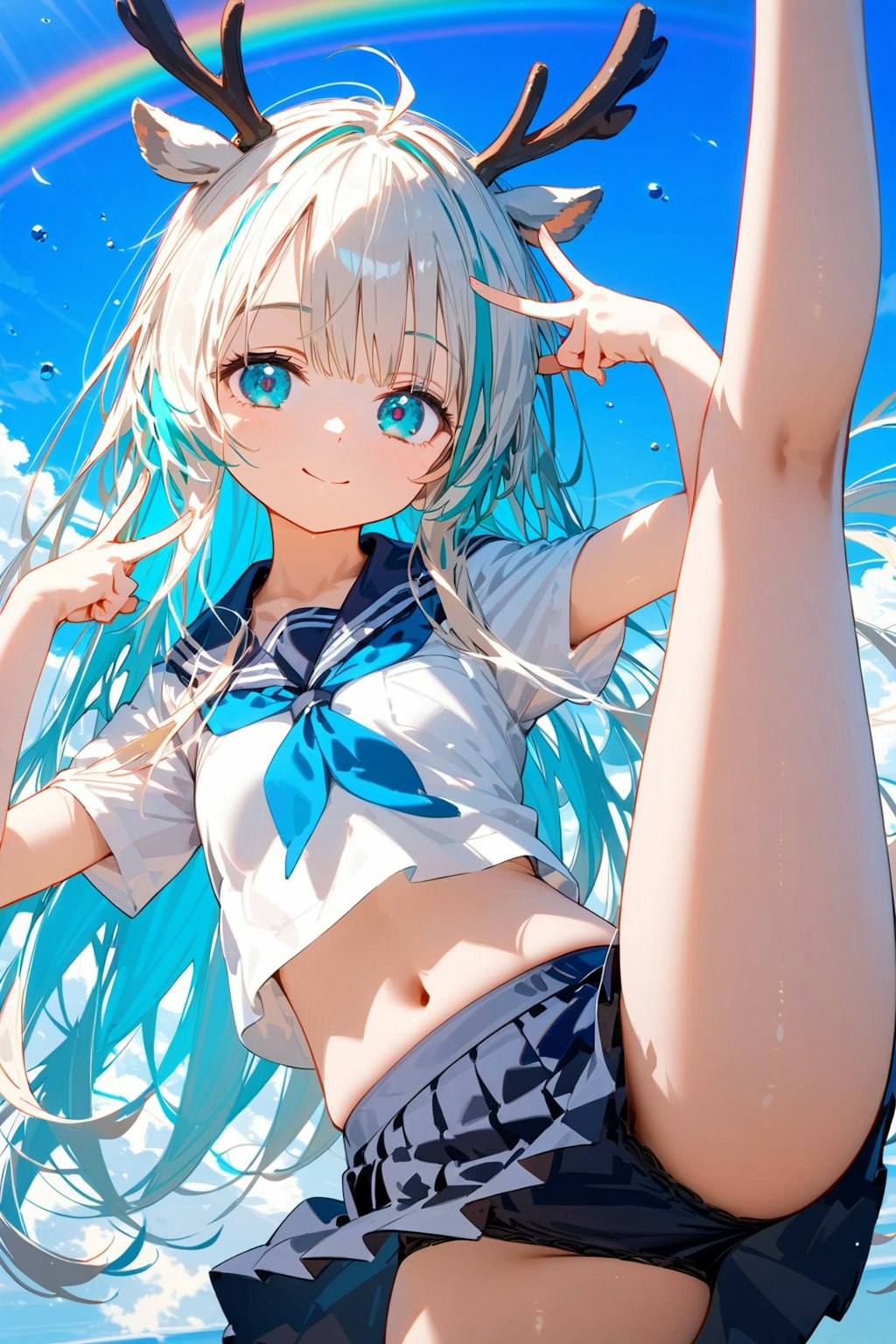 UL生成で鹿角とセーラー服I字バランス