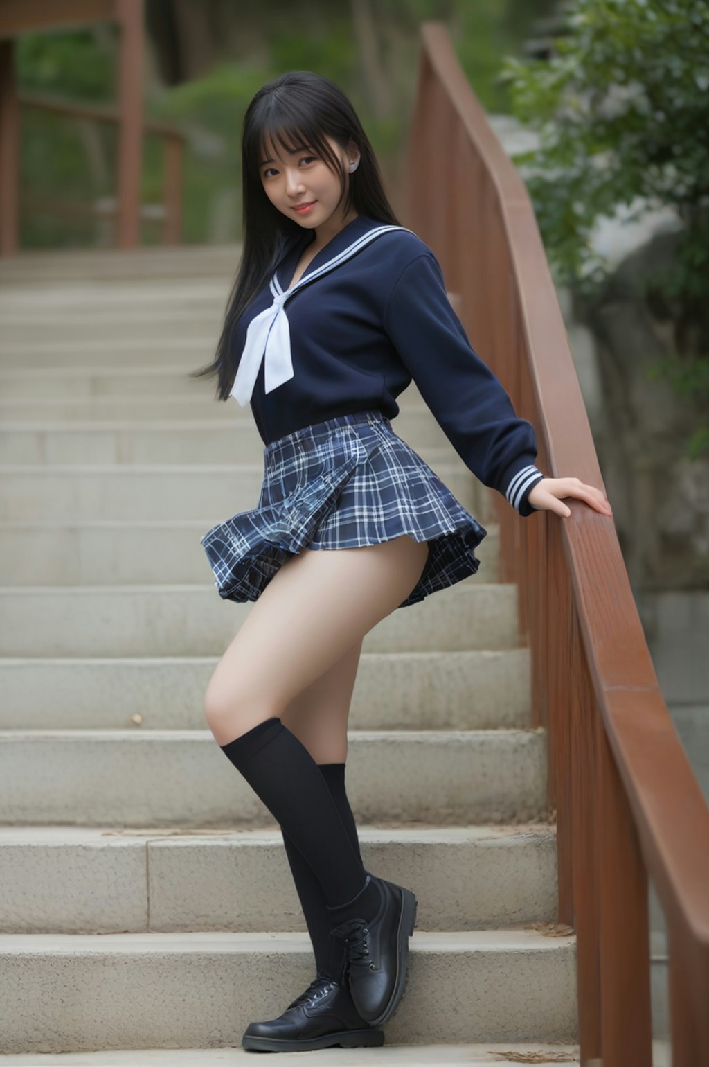 school uniform階段
