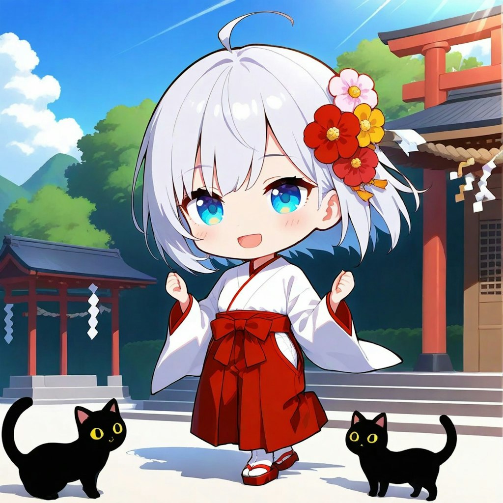 さて、境内のお掃除しよっかなー♪