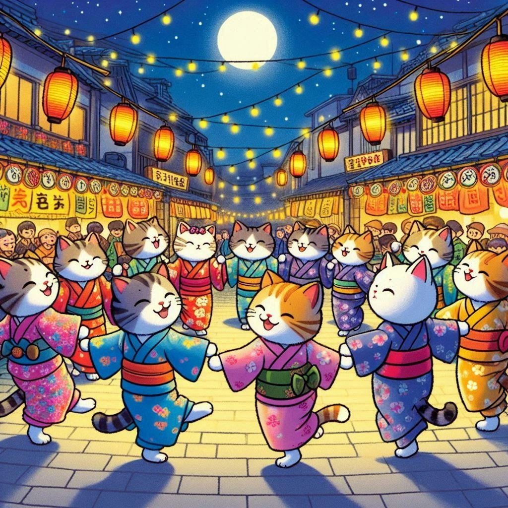猫達の盆踊り