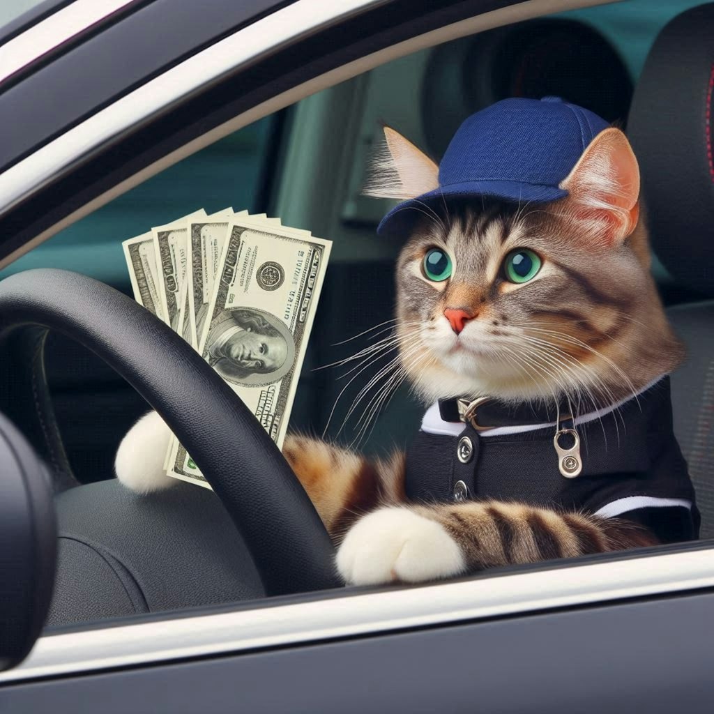 現金輸送車に乗る猫と襲うイワシ（仮）