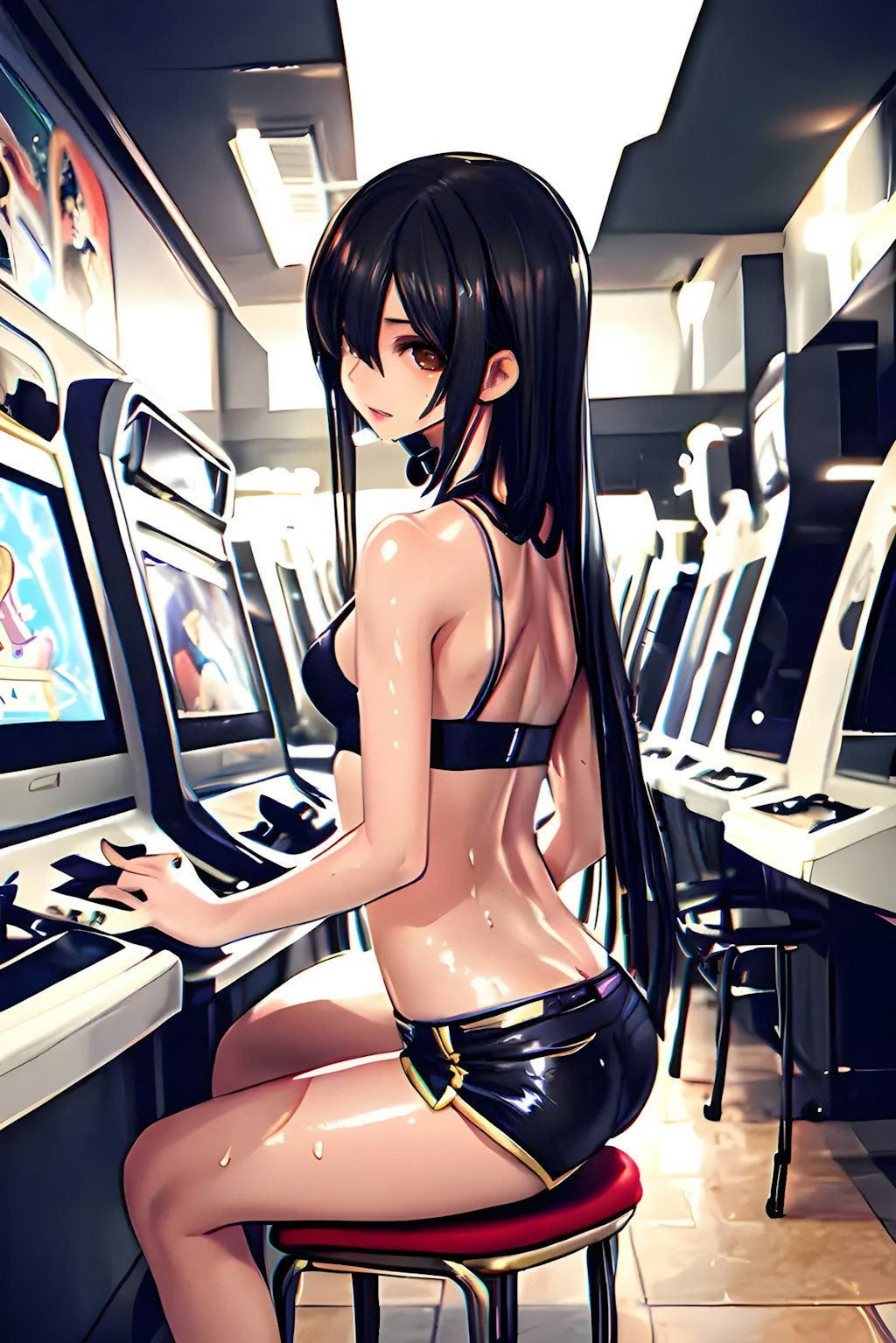 ゲーセン水着露出ニート女子