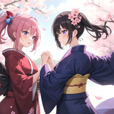桜と着物
