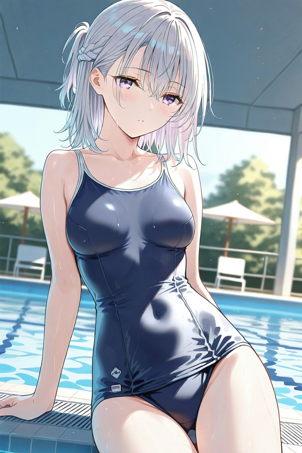 (896HQ)銀髪ちゃんスク水