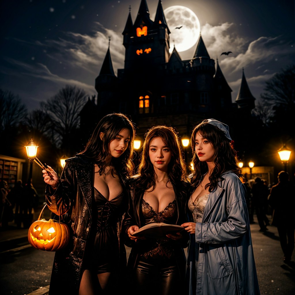 魔法使いの美少女達が開催するハロウィンパーティーのファンタジー世界へようこそ