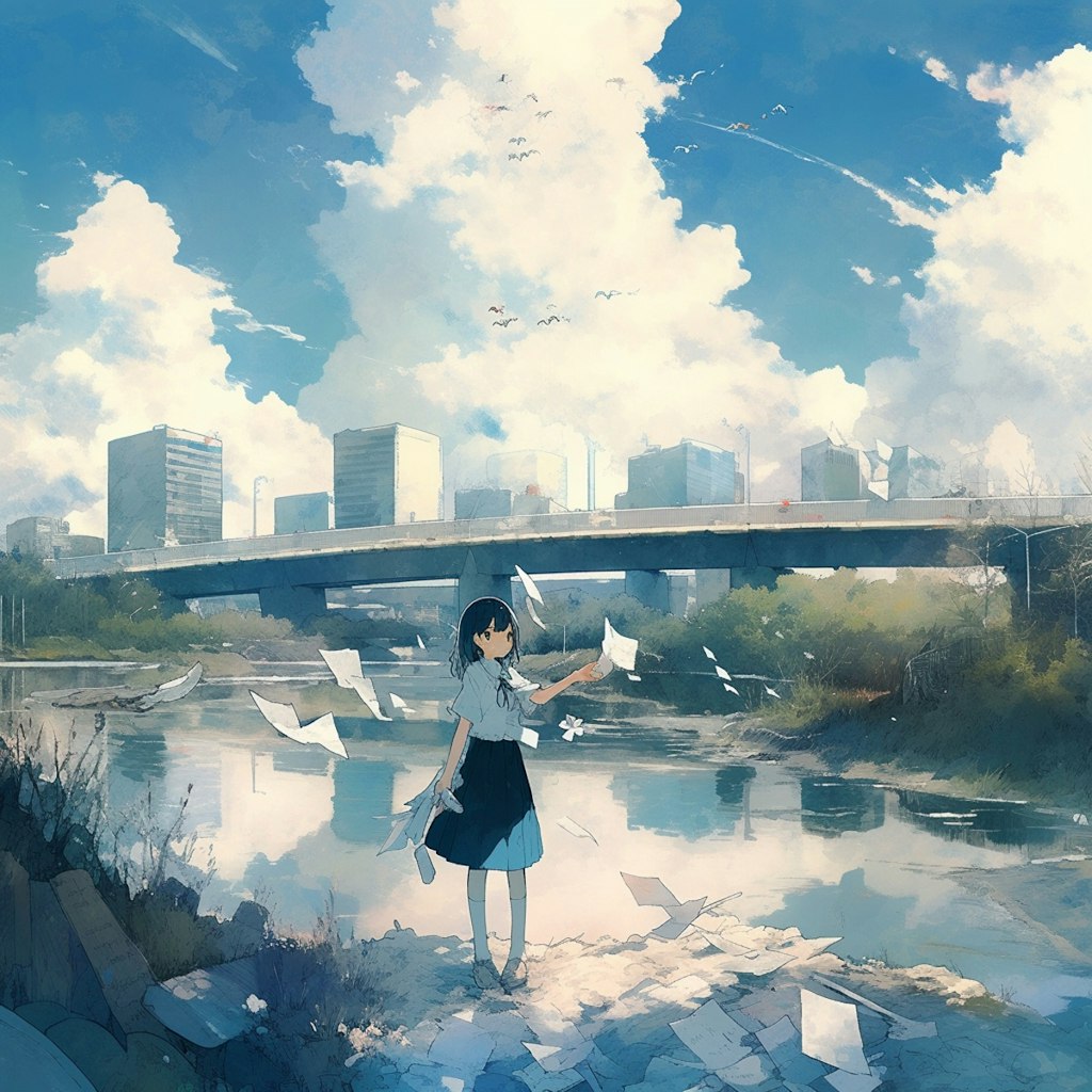 川と鳥，River and birds