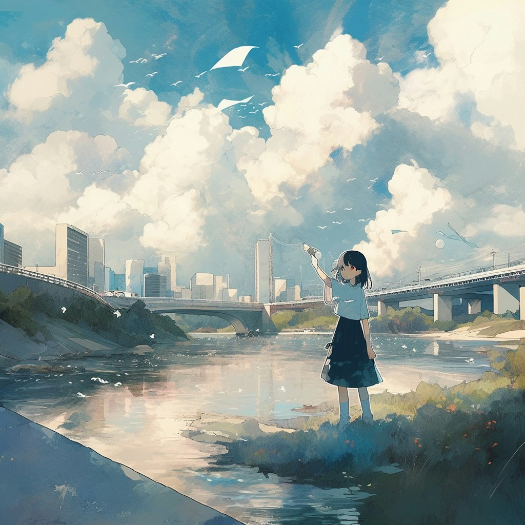 川と鳥，River and birds