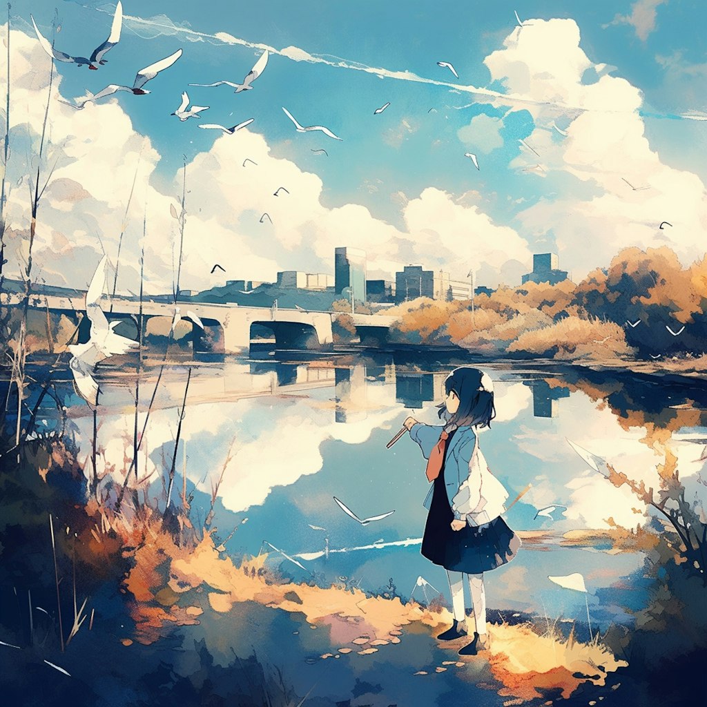 川と鳥，River and birds