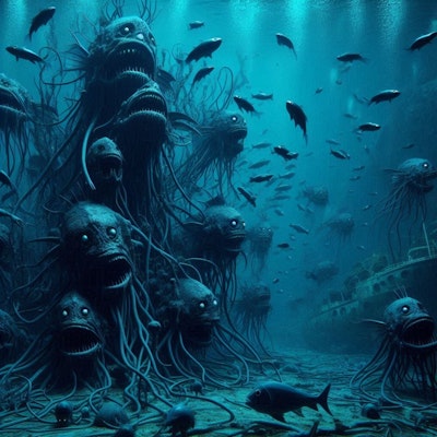 複雑な姿の海の怪物