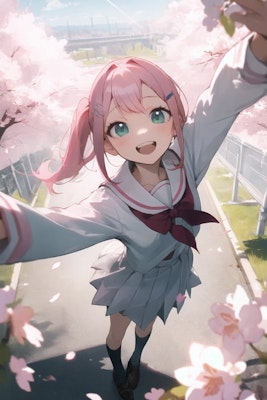 桜から見た少女