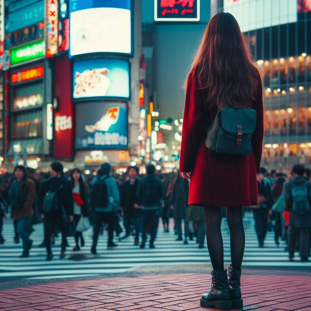 【DALL-E3】渋谷の街に佇む女の子