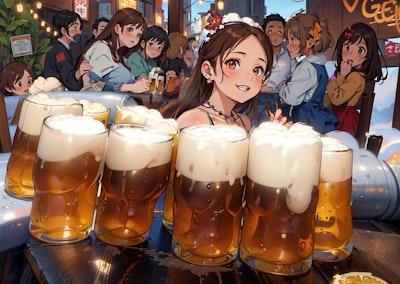 はい♪ビールお待ち！