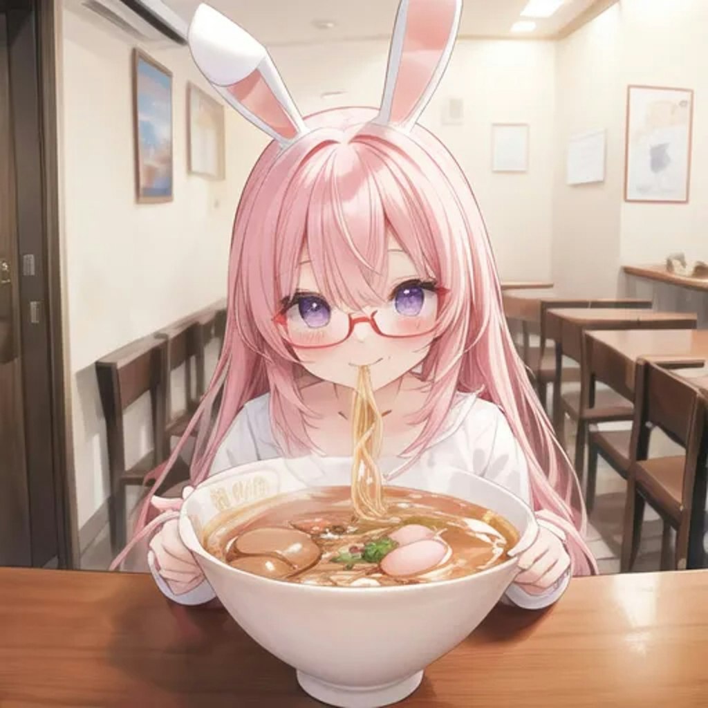 兎耳娘！深夜の飯テロ！ラーメン爆食い！