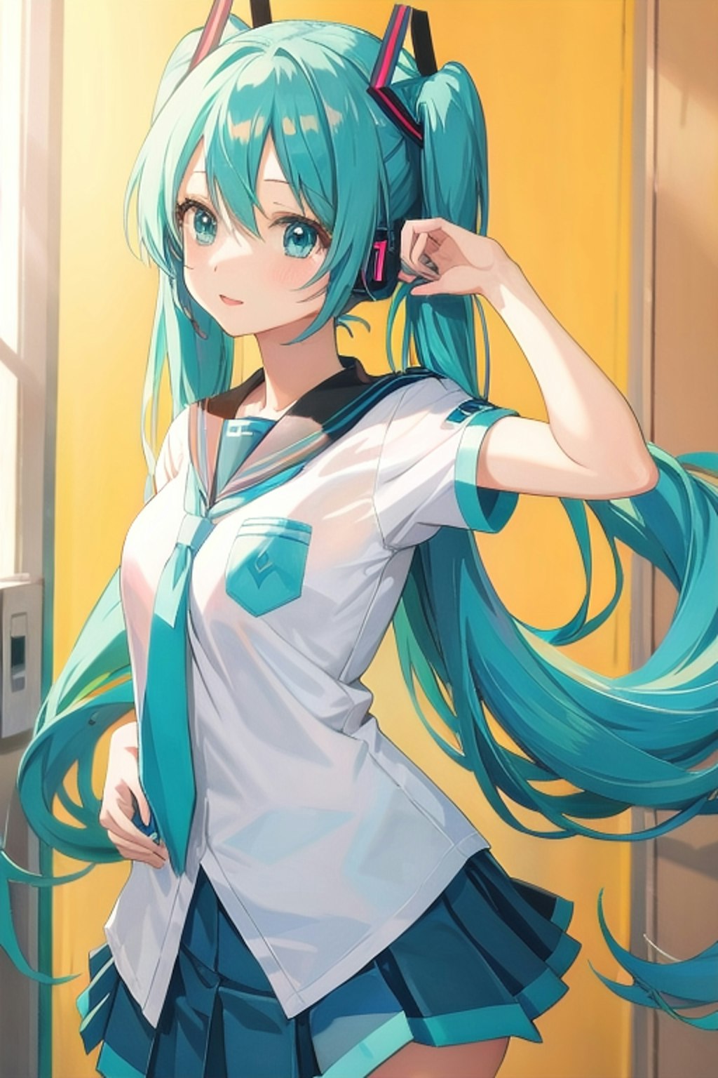 初音ミクに学生服着てもらった