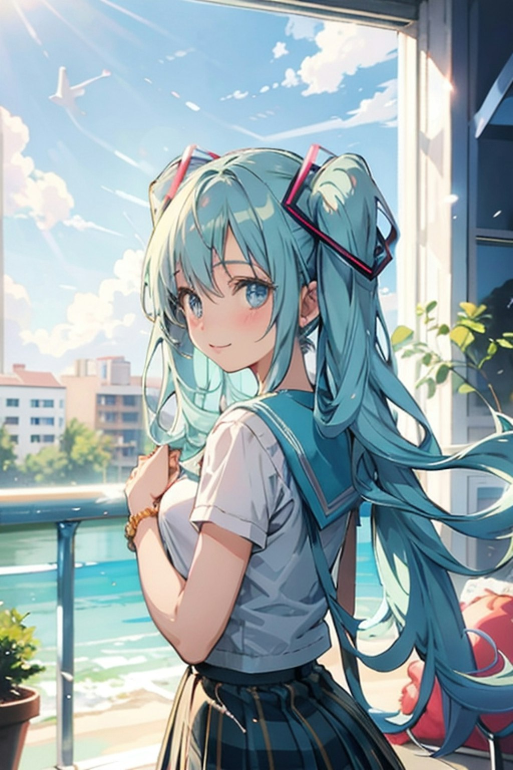 初音ミクに学生服着てもらった