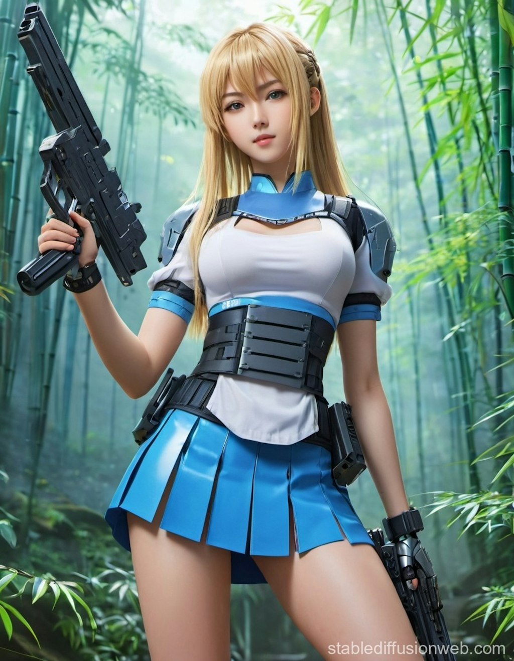 銃を構えるサイボーグ少女