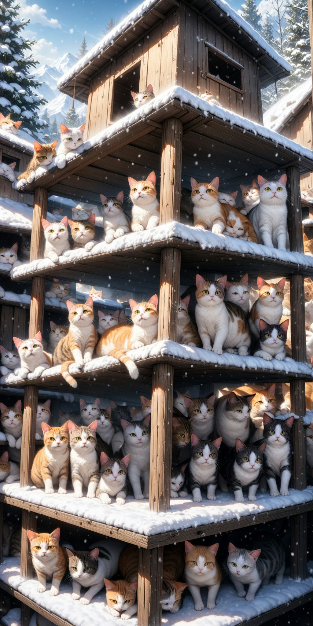 温泉・光・猫の冬