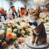 披露宴に参加する猫