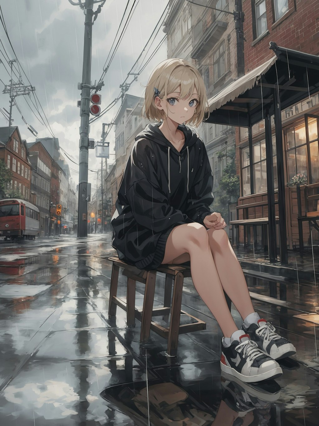 rain sneaker girl