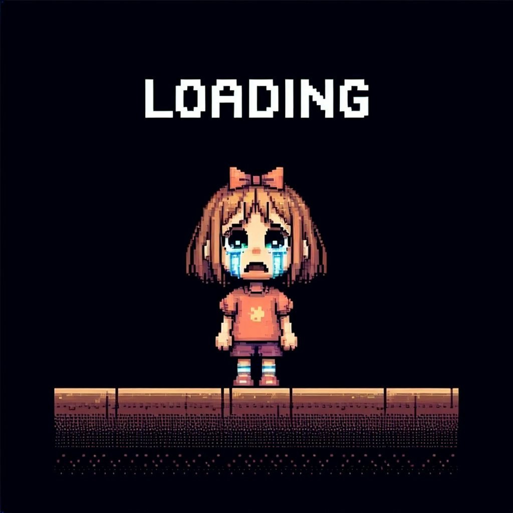 【謎画像】ロードが遅すぎて泣いてるゲームの主人公ちゃん