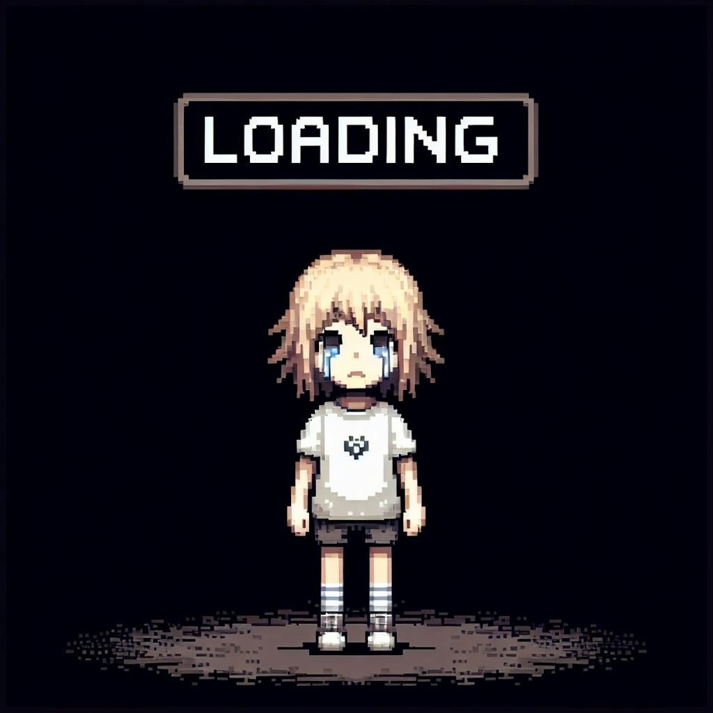 【謎画像】ロードが遅すぎて泣いてるゲームの主人公ちゃん