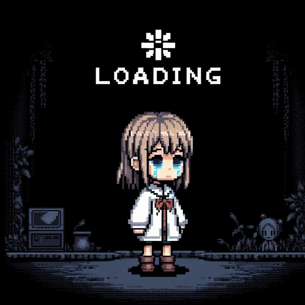 【謎画像】ロードが遅すぎて泣いてるゲームの主人公ちゃん