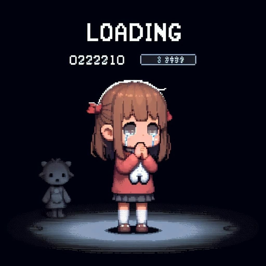 【謎画像】ロードが遅すぎて泣いてるゲームの主人公ちゃん