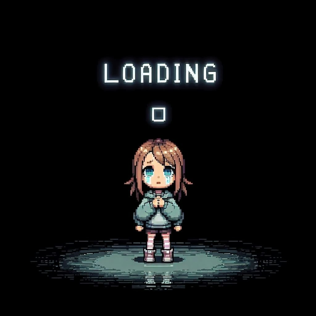 【謎画像】ロードが遅すぎて泣いてるゲームの主人公ちゃん