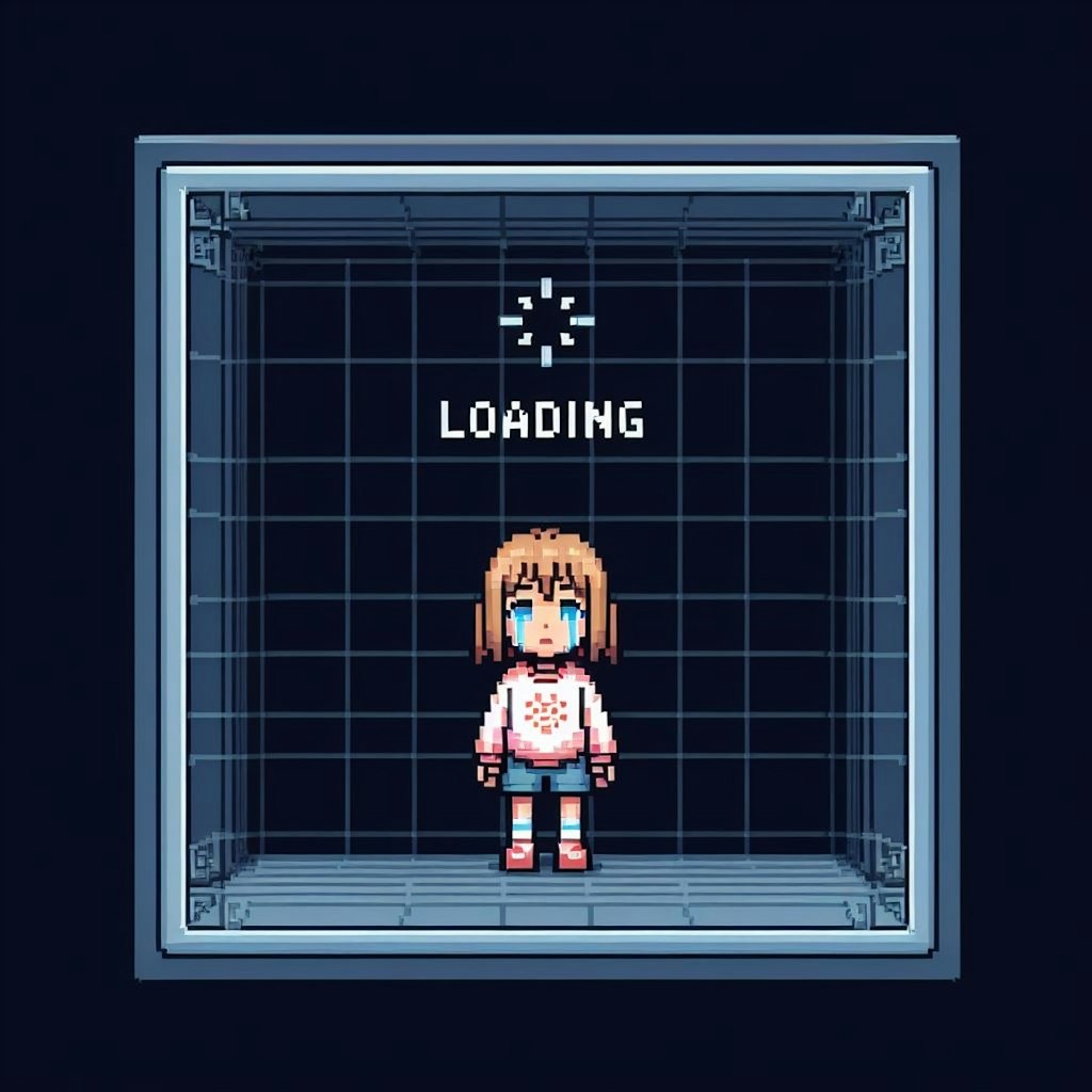 【謎画像】ロードが遅すぎて泣いてるゲームの主人公ちゃん