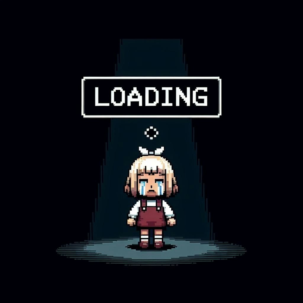 【謎画像】ロードが遅すぎて泣いてるゲームの主人公ちゃん