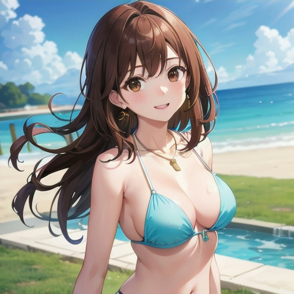 明るい海辺でグラビア撮影👙💕✨