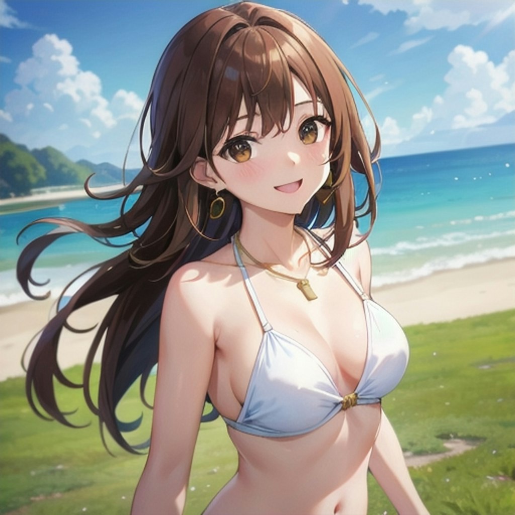 明るい海辺でグラビア撮影👙💕✨