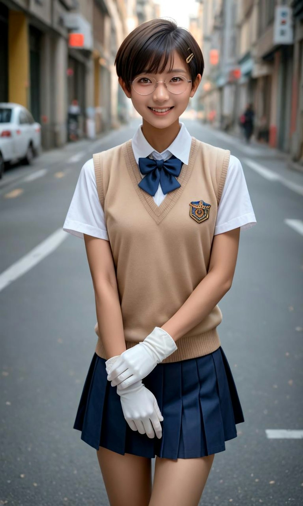 ときわ台中学の丸メガネ少女