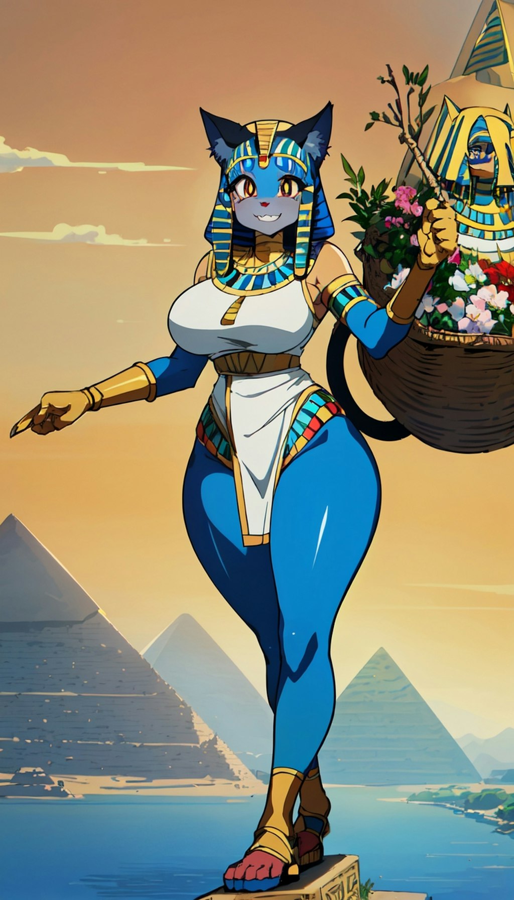 アニメ風 　エジプト神話の猫の女神バステト