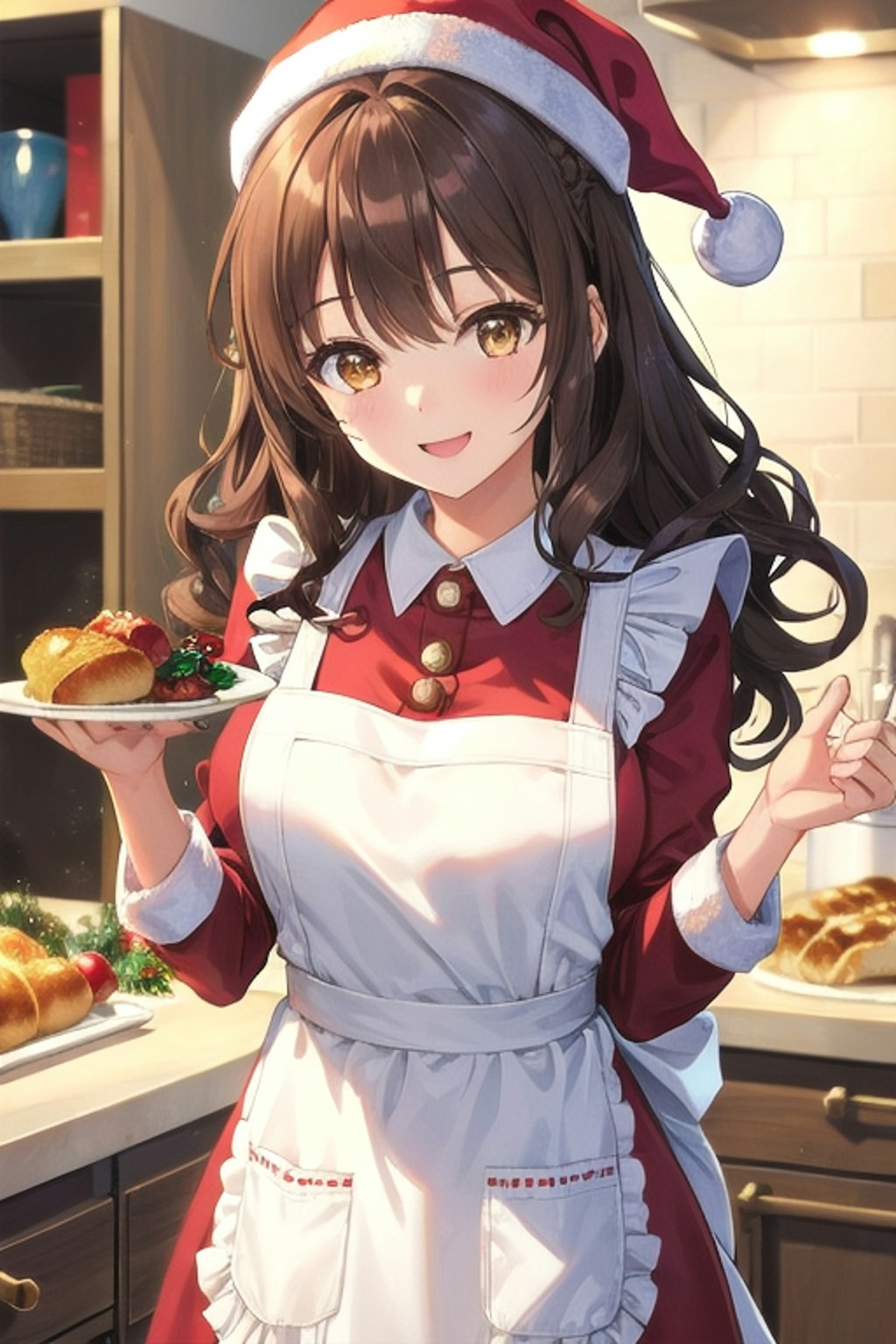 エプロン姿のなごみサンタ🎅🏻🎄.*クリスマス当日🍳🍗💓