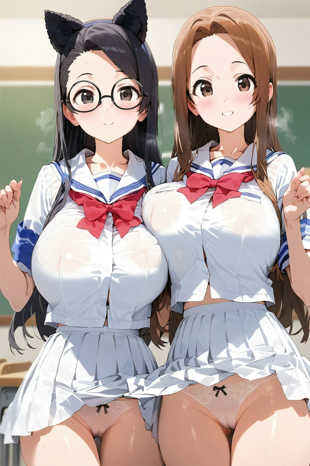 パンチラとセーラー服と眼鏡と女子高校生