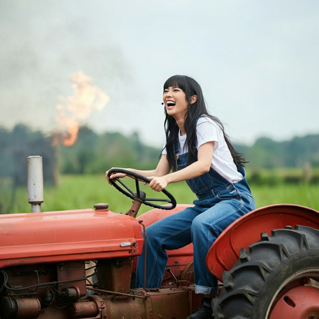 燃える女のぉー赤いトラクター♪