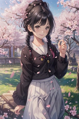 春、桜、三つ編み制服の出会い