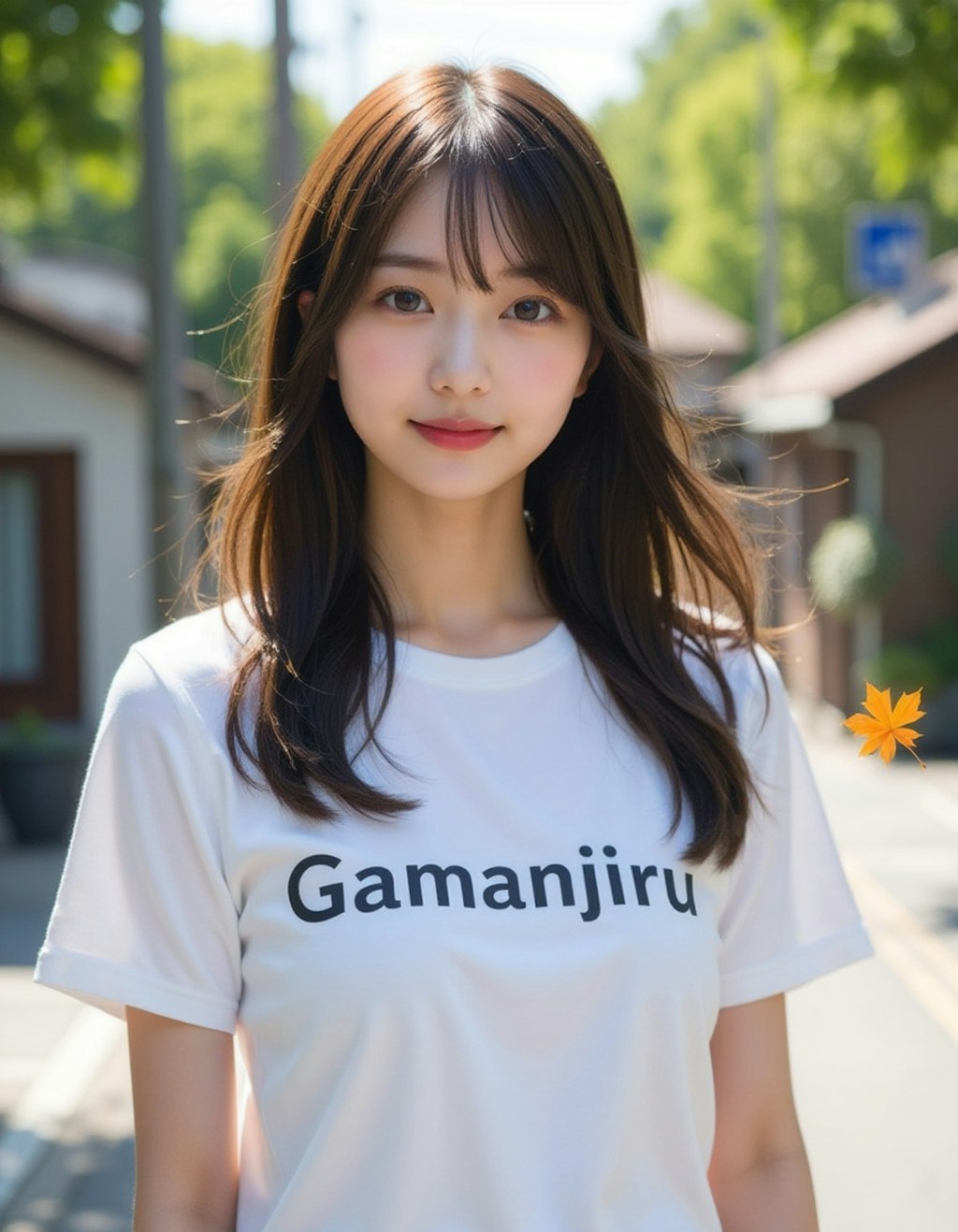 シュールなTシャツを着ている女