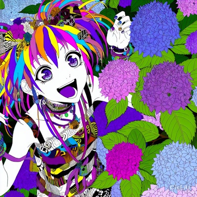 紫陽花と少女