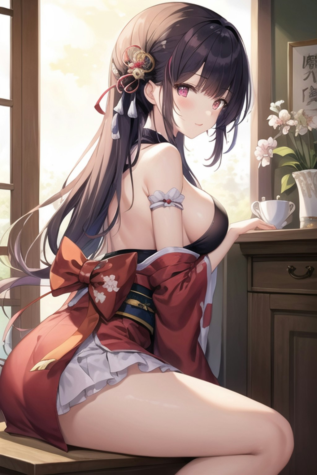 練習(巨乳少女を横から見た光景)