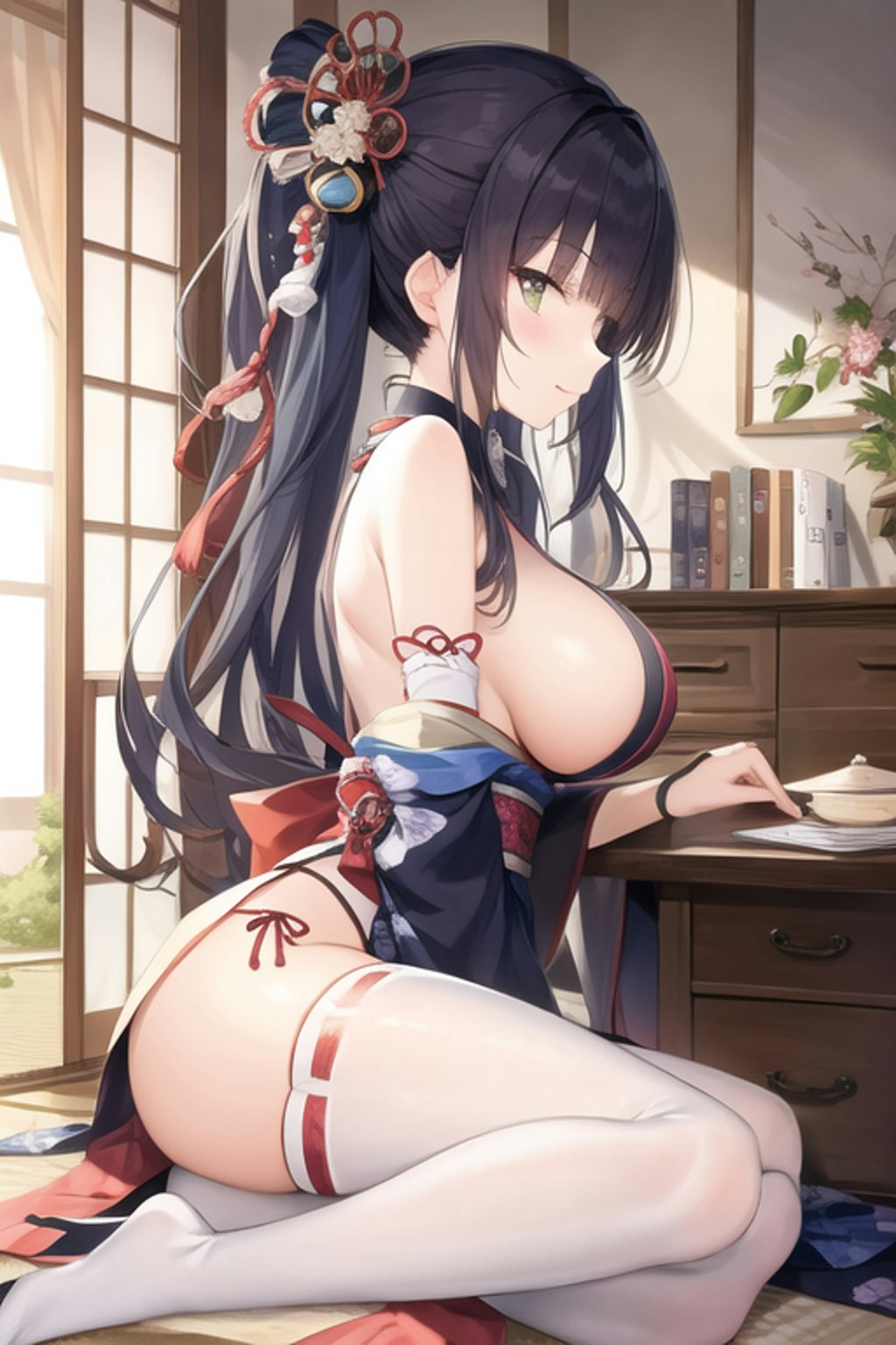 練習(巨乳少女を横から見た光景)